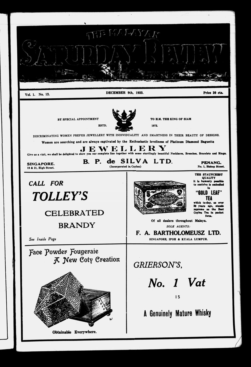 Miniature of Malayan Saturday Review 09 December 1933