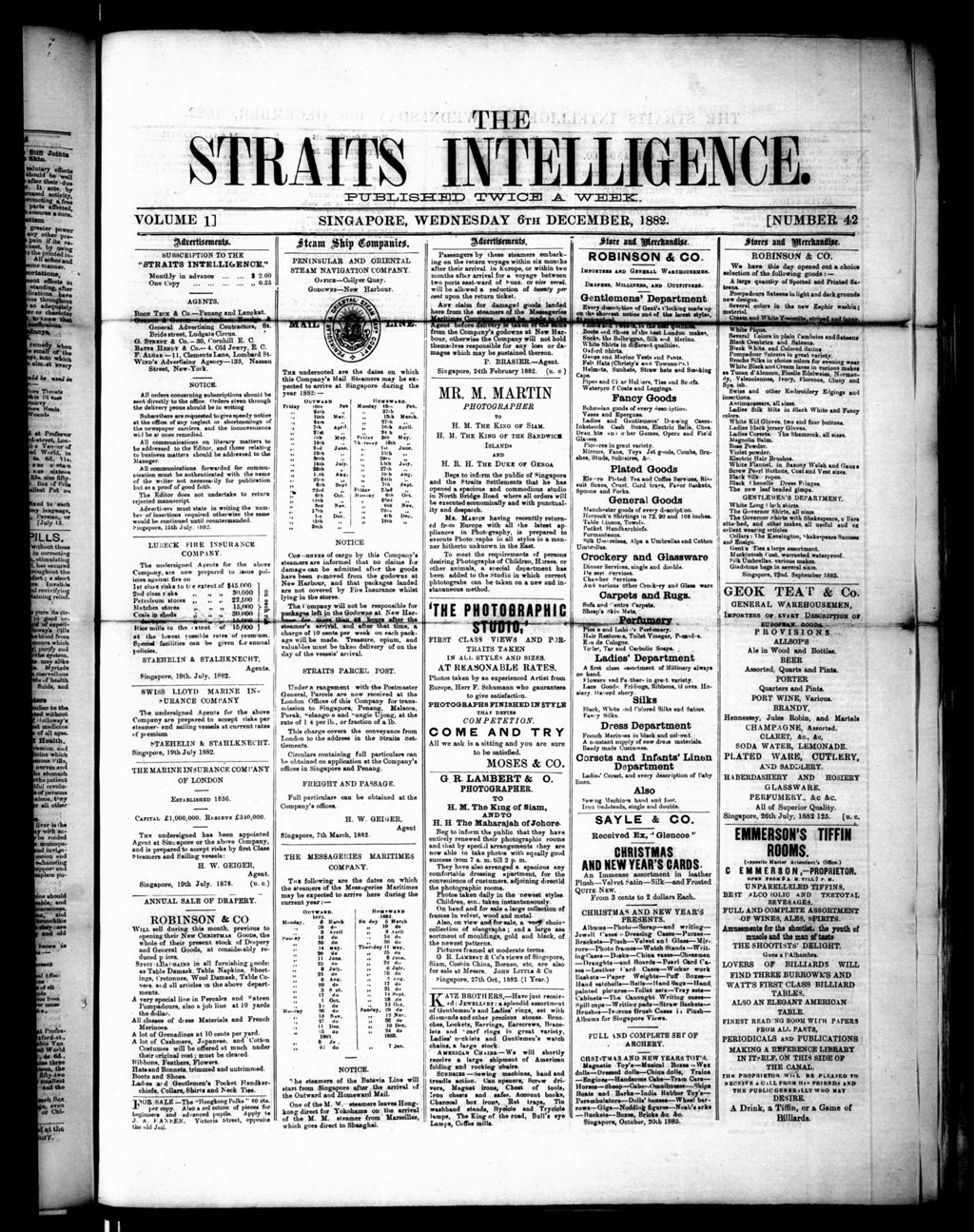 Miniature of Straits Intelligence 06 December 1882