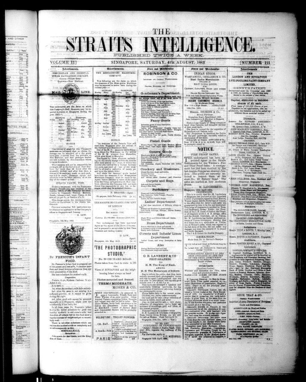 Miniature of Straits Intelligence 04 August 1883