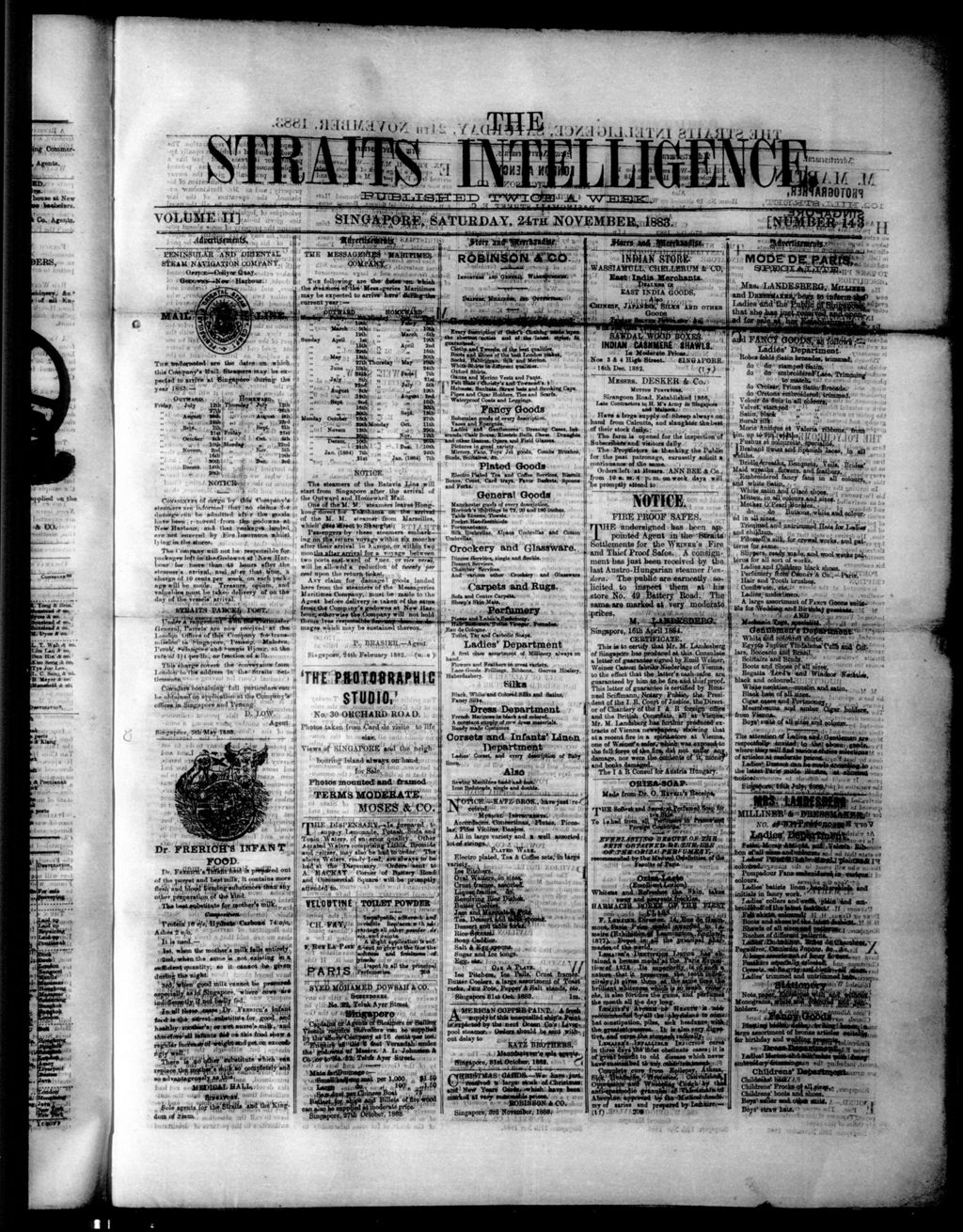 Miniature of Straits Intelligence 24 November 1883