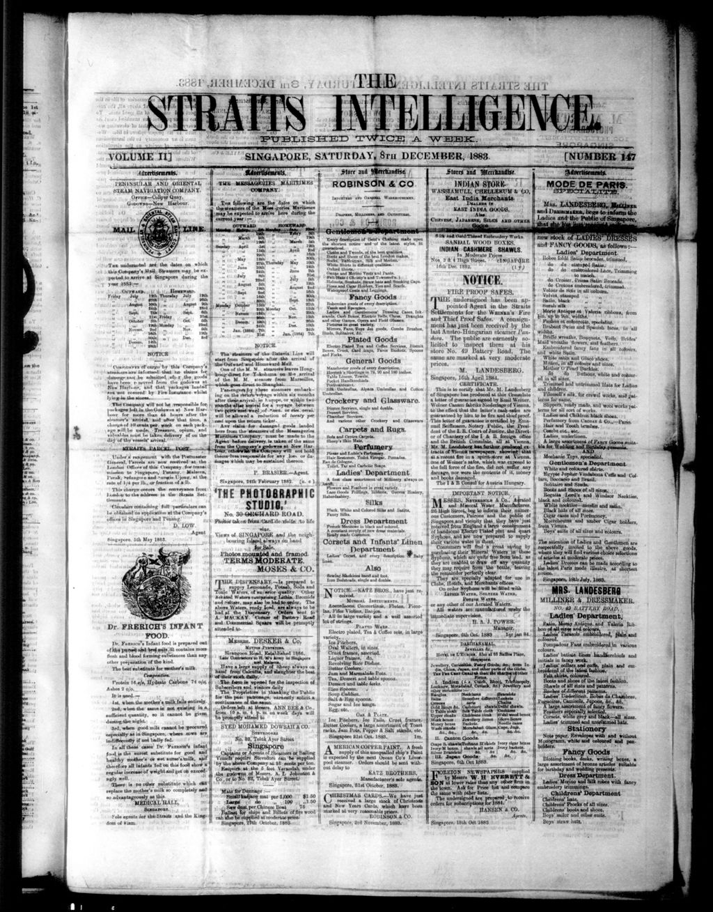 Miniature of Straits Intelligence 08 December 1883