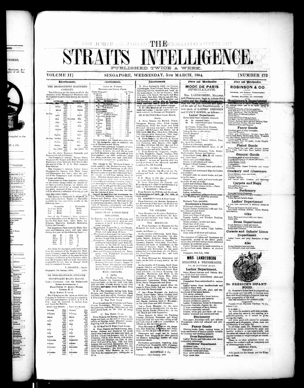 Miniature of Straits Intelligence 05 March 1884