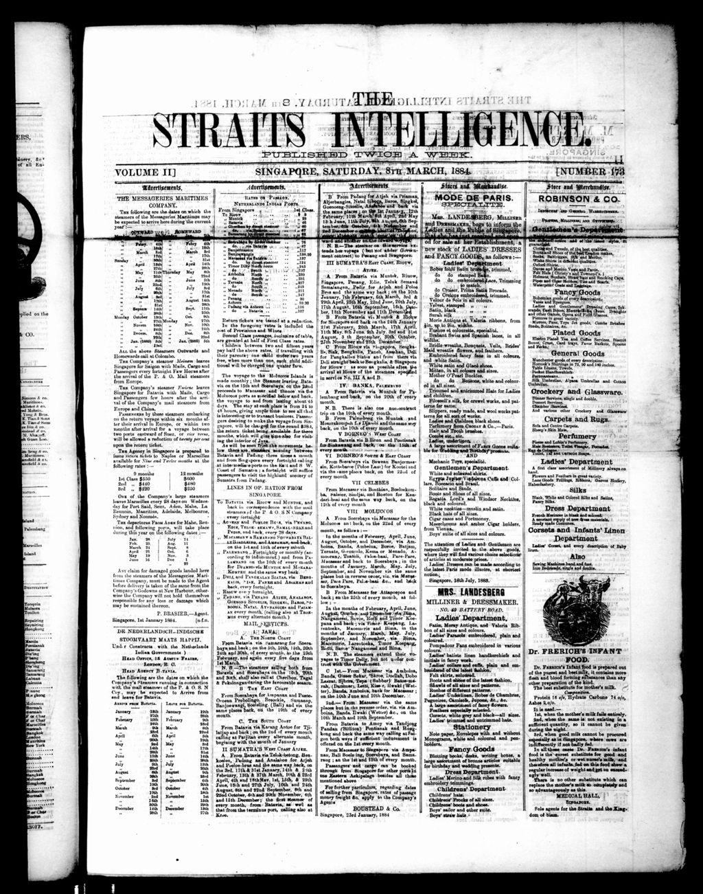 Miniature of Straits Intelligence 08 March 1884