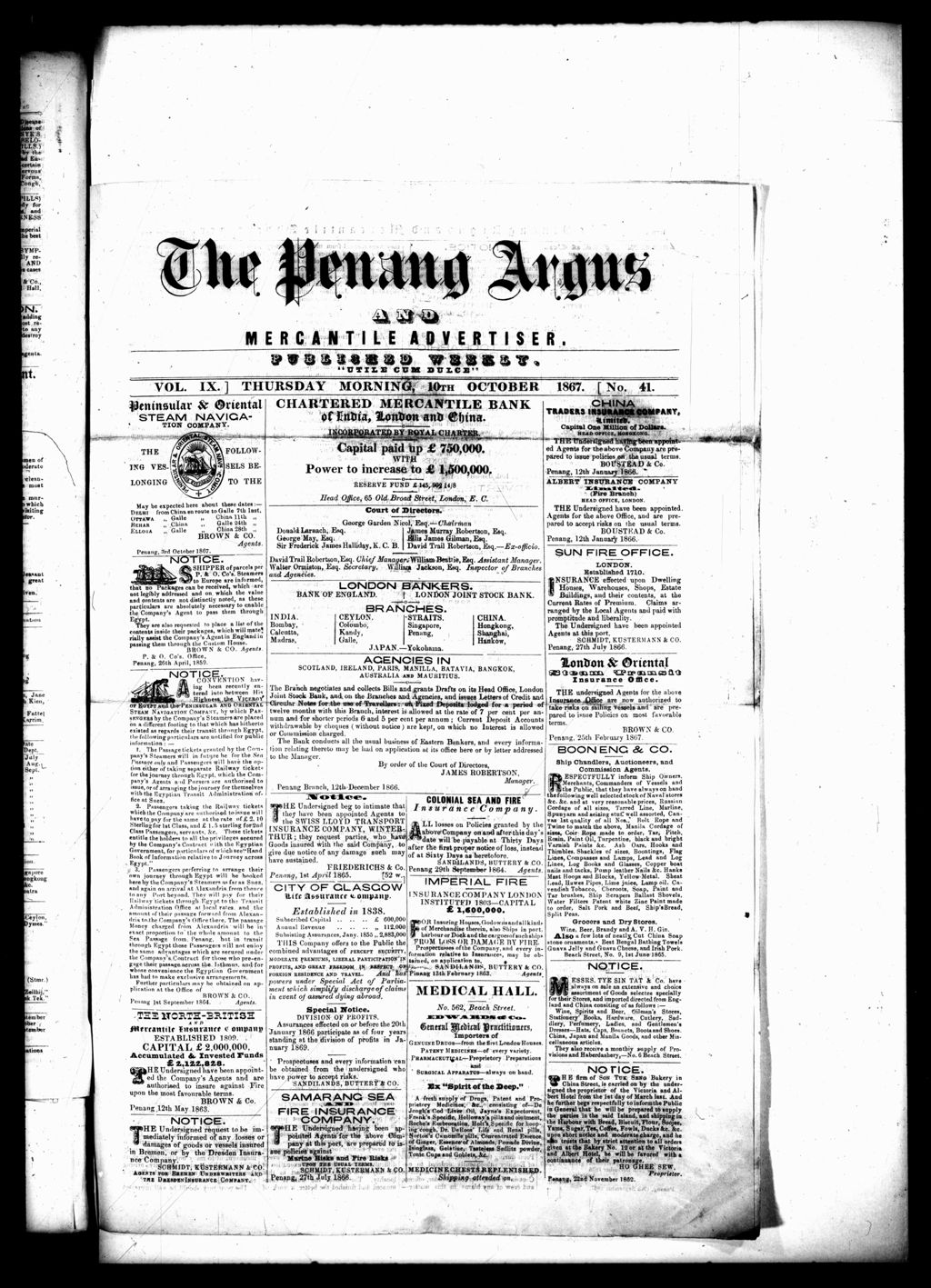 Miniature of Penang Guardian and Mercantile Advertiser 10 October 1867