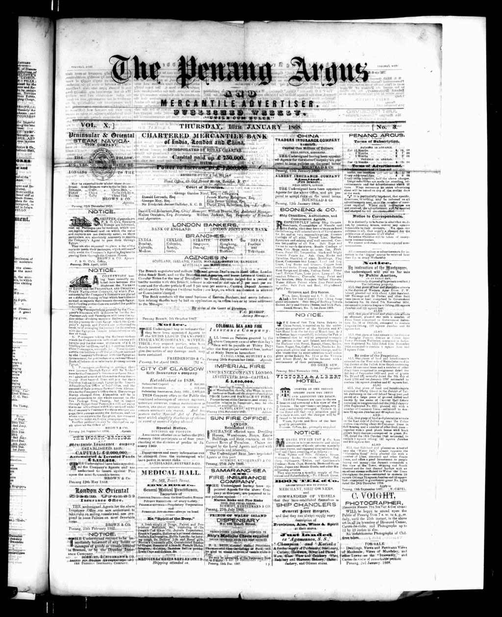 Miniature of Penang Guardian and Mercantile Advertiser 16 January 1868