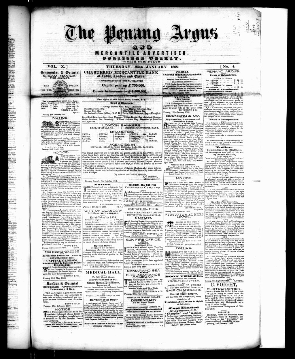 Miniature of Penang Guardian and Mercantile Advertiser 23 January 1868