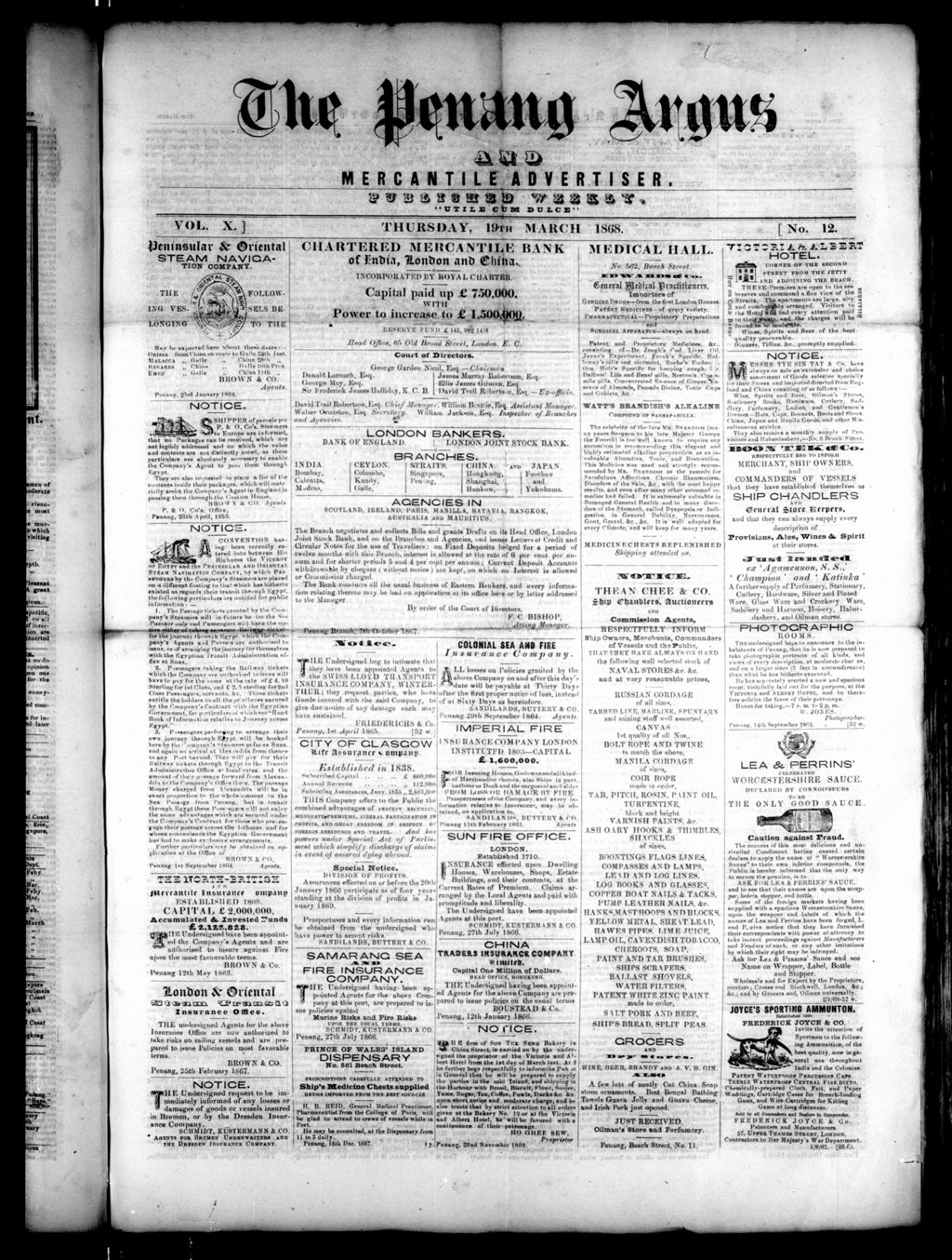 Miniature of Penang Guardian and Mercantile Advertiser 19 March 1868