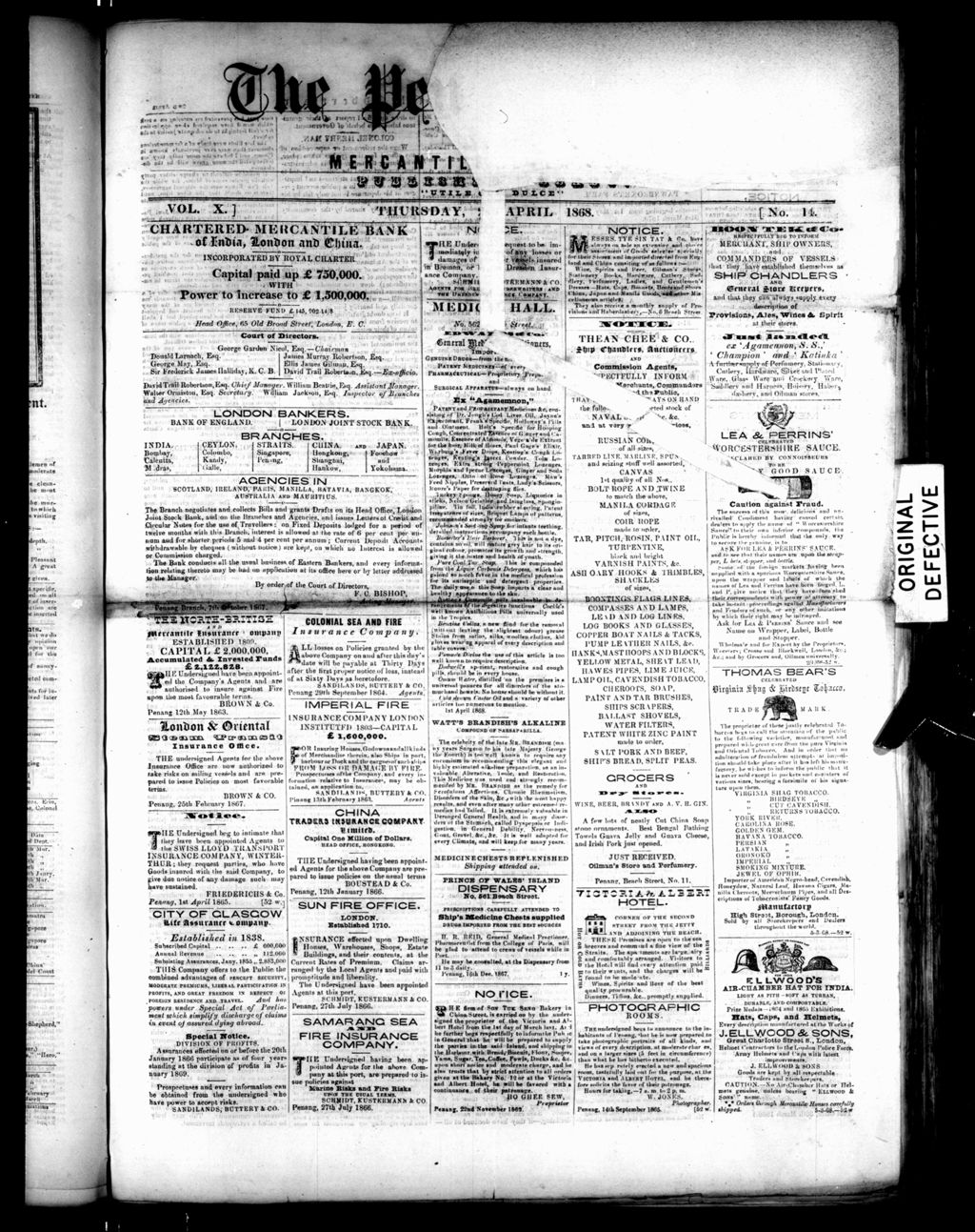 Miniature of Penang Guardian and Mercantile Advertiser 02 April 1868