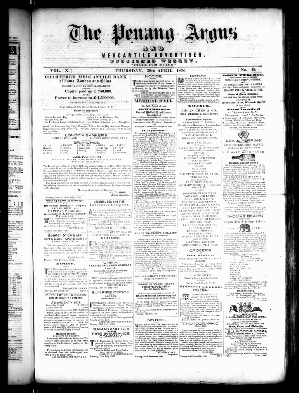 Miniature of Penang Guardian and Mercantile Advertiser 30 April 1868