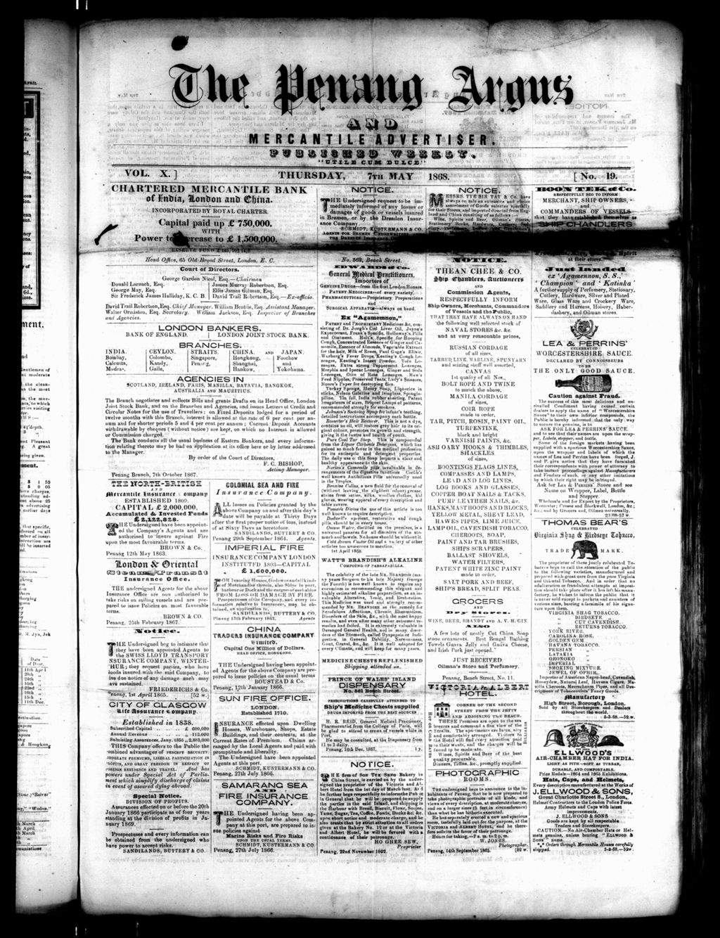 Miniature of Penang Guardian and Mercantile Advertiser 07 May 1868