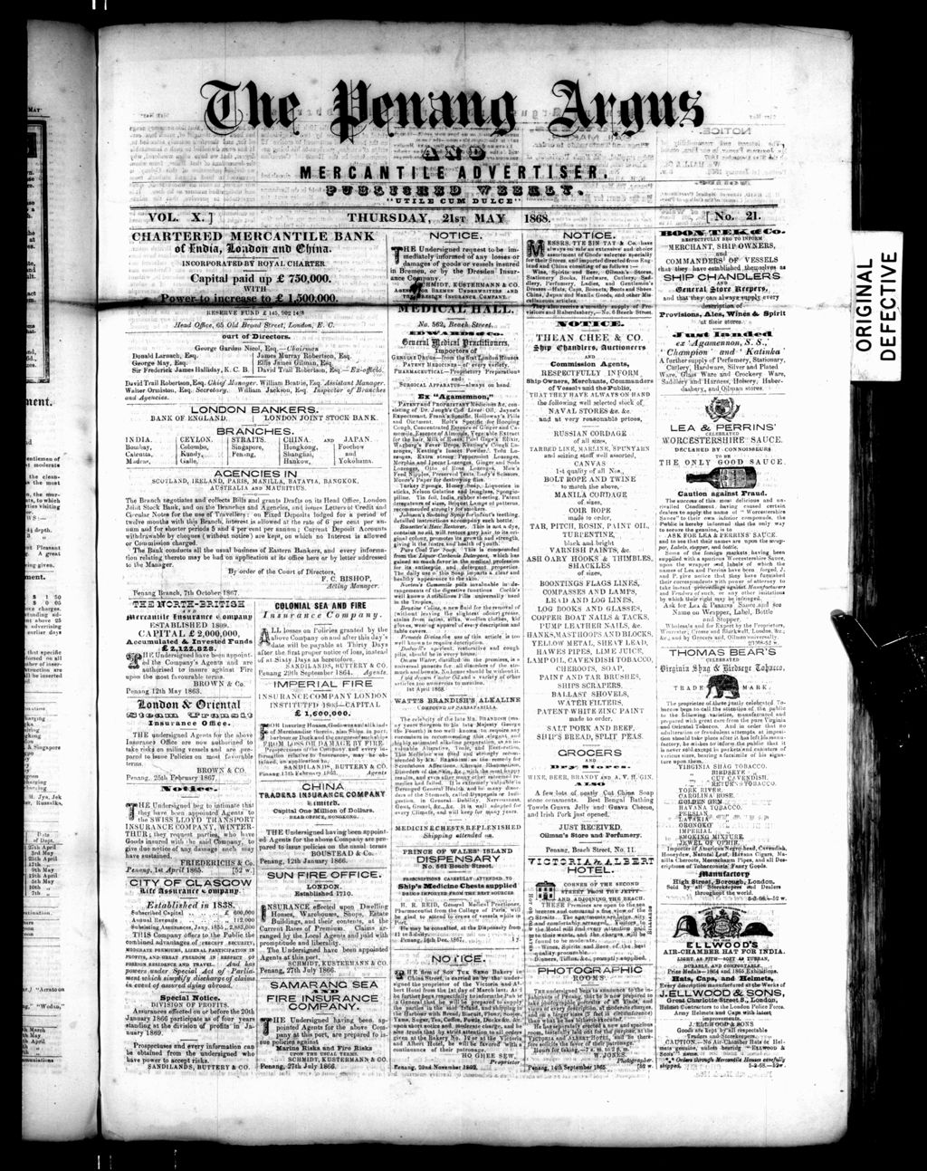 Miniature of Penang Guardian and Mercantile Advertiser 21 May 1868