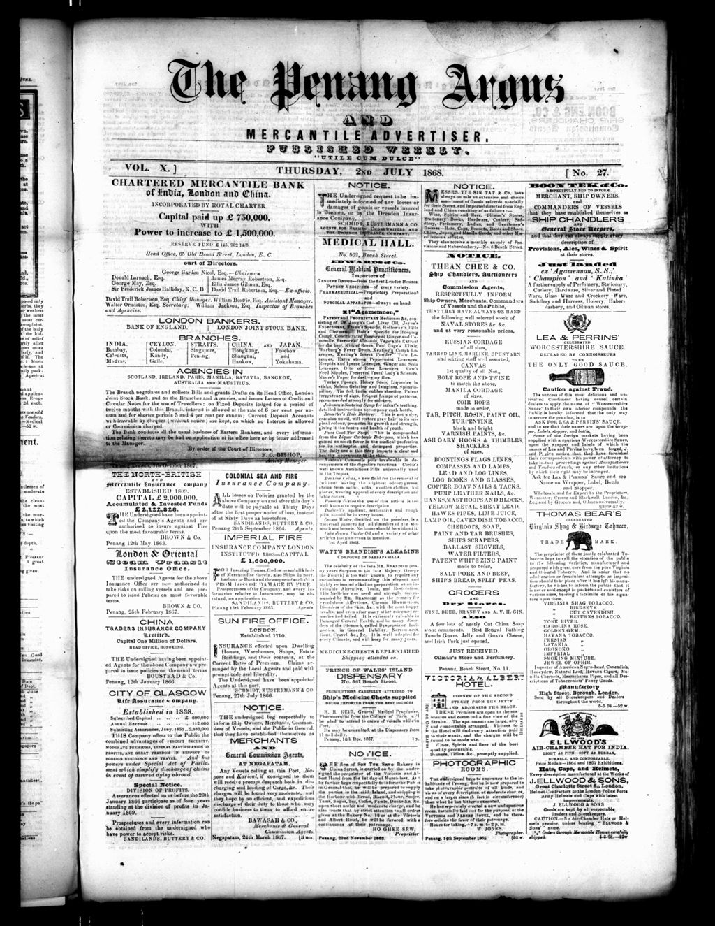 Miniature of Penang Guardian and Mercantile Advertiser 02 July 1868