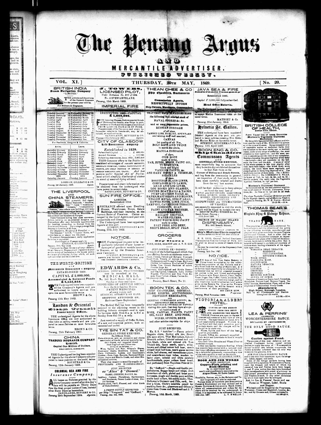 Miniature of Penang Guardian and Mercantile Advertiser 20 May 1869