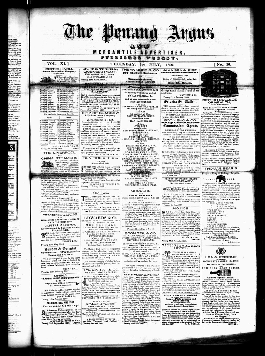 Miniature of Penang Guardian and Mercantile Advertiser 01 July 1869