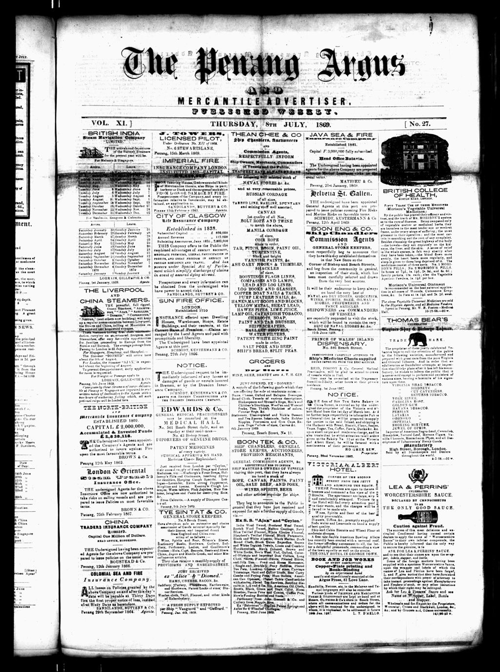 Miniature of Penang Guardian and Mercantile Advertiser 08 July 1869