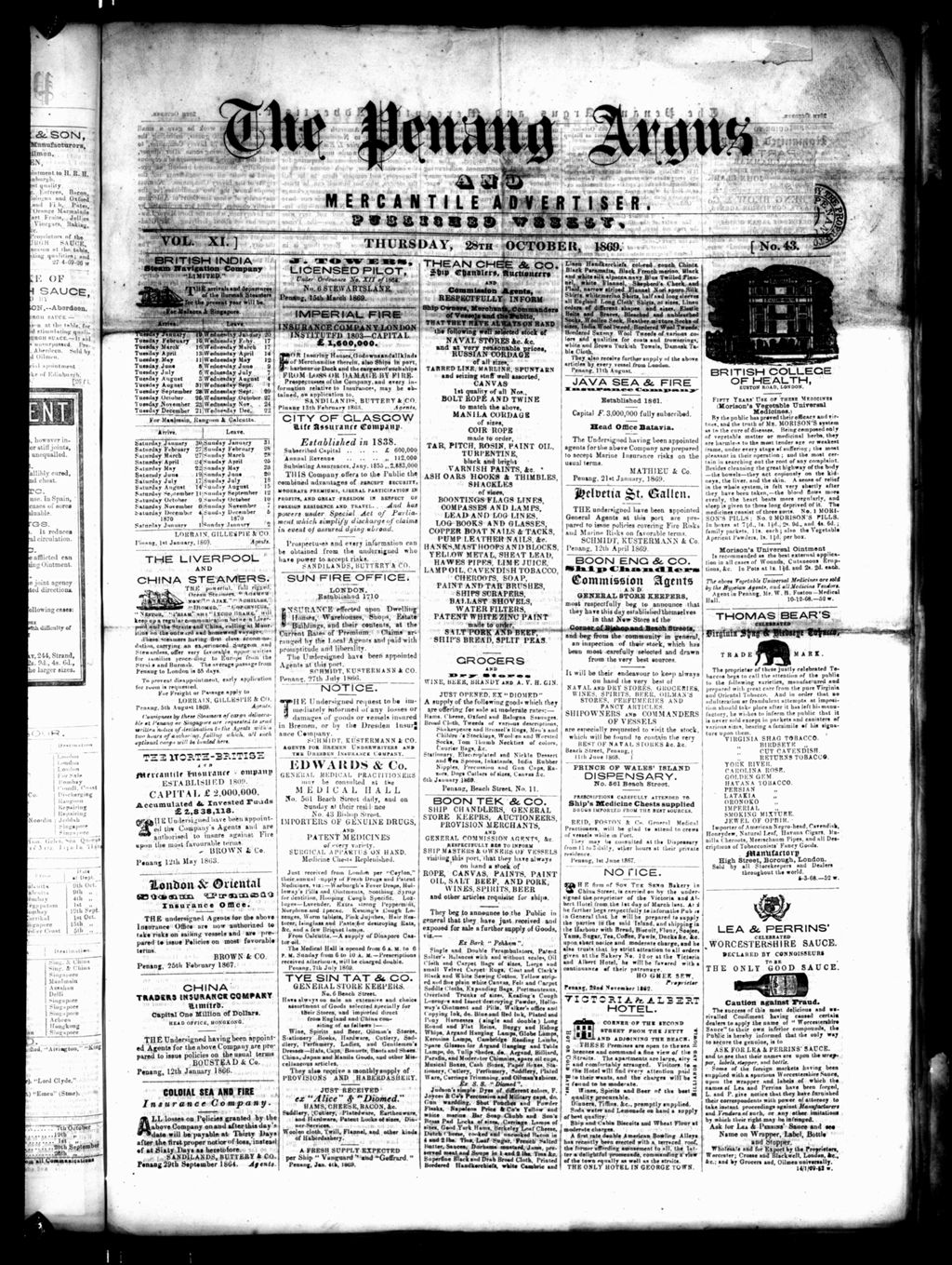 Miniature of Penang Guardian and Mercantile Advertiser 28 October 1869