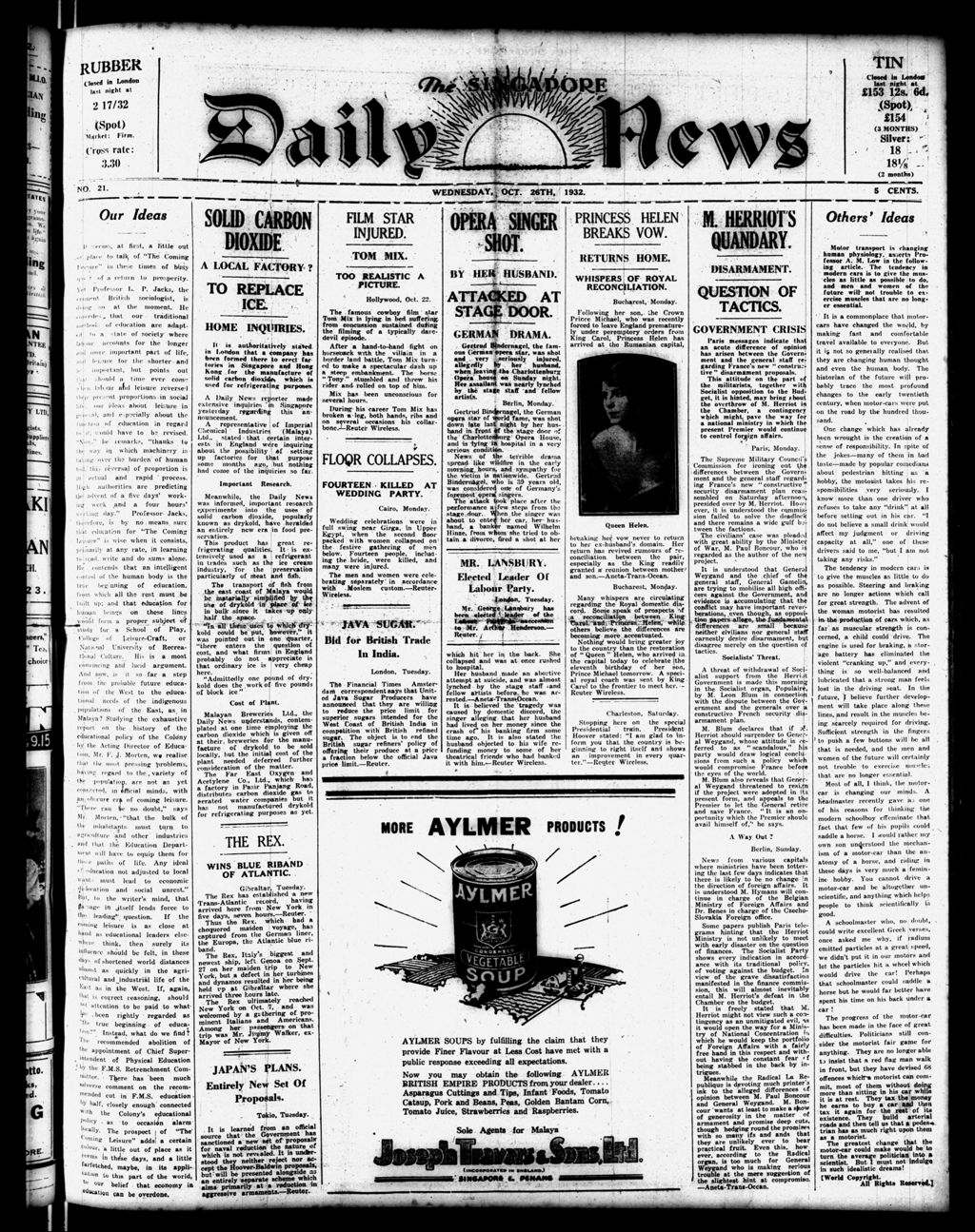 Miniature of Singapore Daily News 26 October 1932