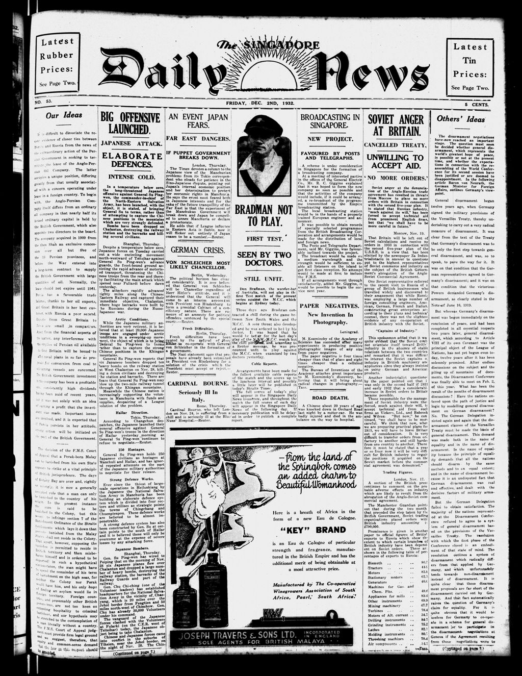 Miniature of Singapore Daily News 02 December 1932