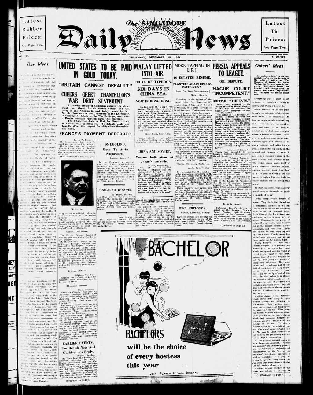 Miniature of Singapore Daily News 15 December 1932