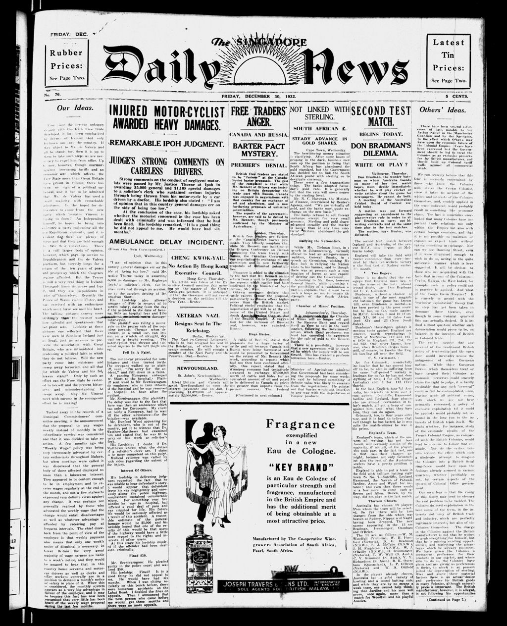 Miniature of Singapore Daily News 30 December 1932