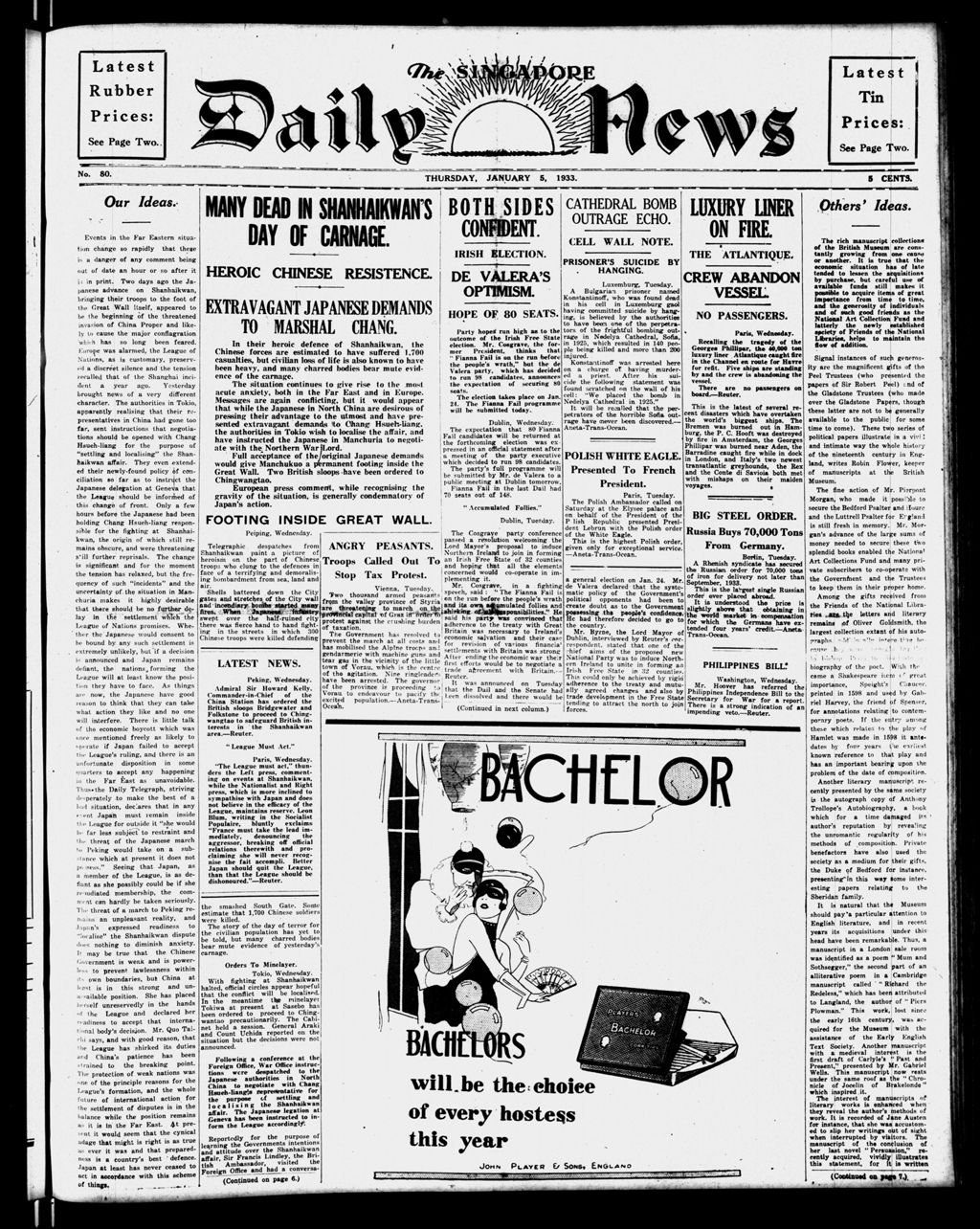 Miniature of Singapore Daily News 05 January 1933