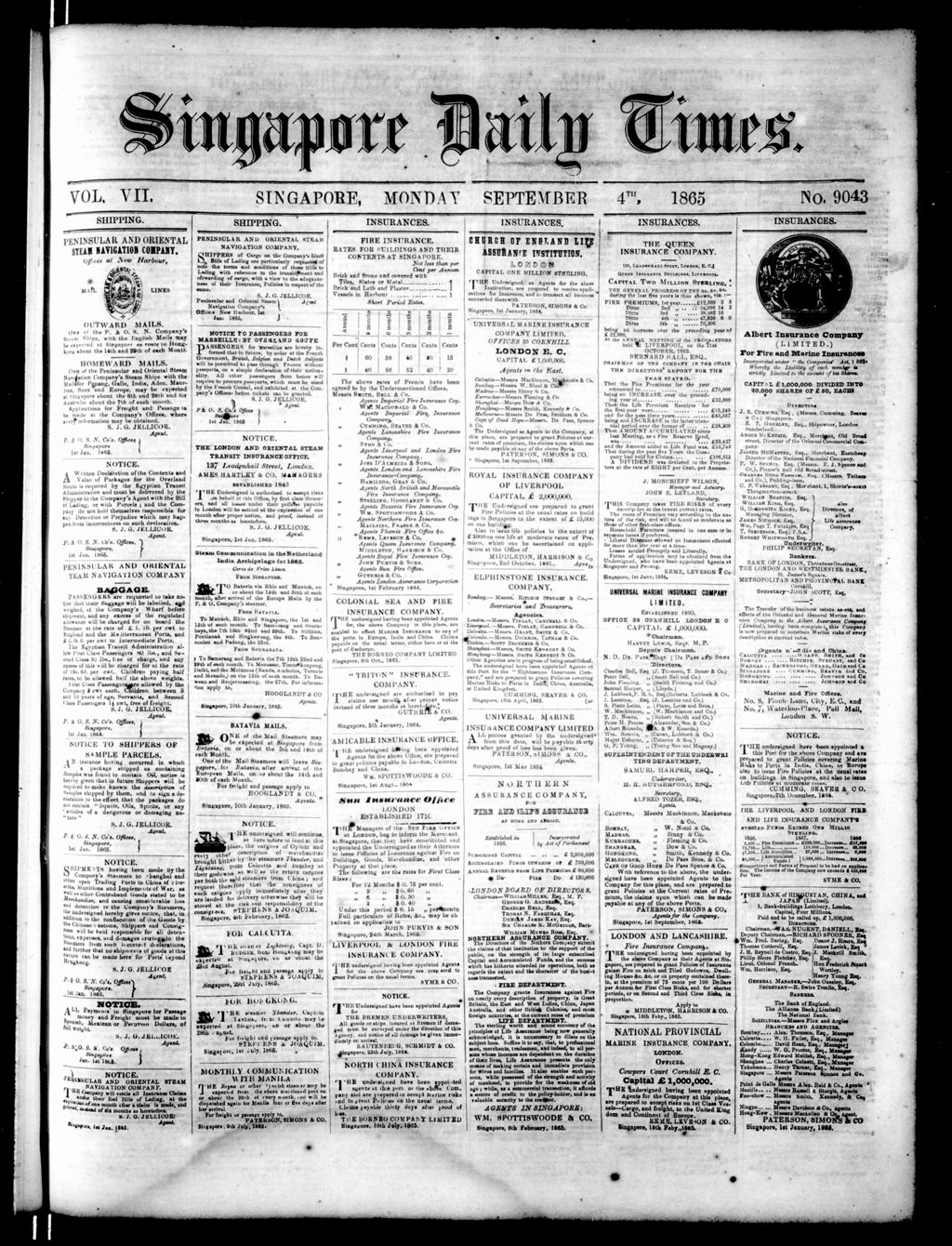 Miniature of Singapore Daily Times 04 September 1865