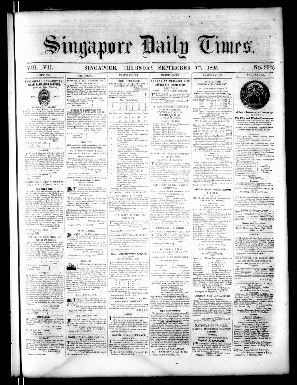 Miniature of Singapore Daily Times 07 September 1865