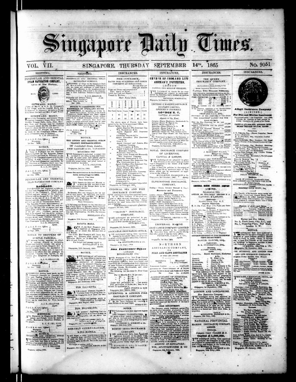 Miniature of Singapore Daily Times 14 September 1865