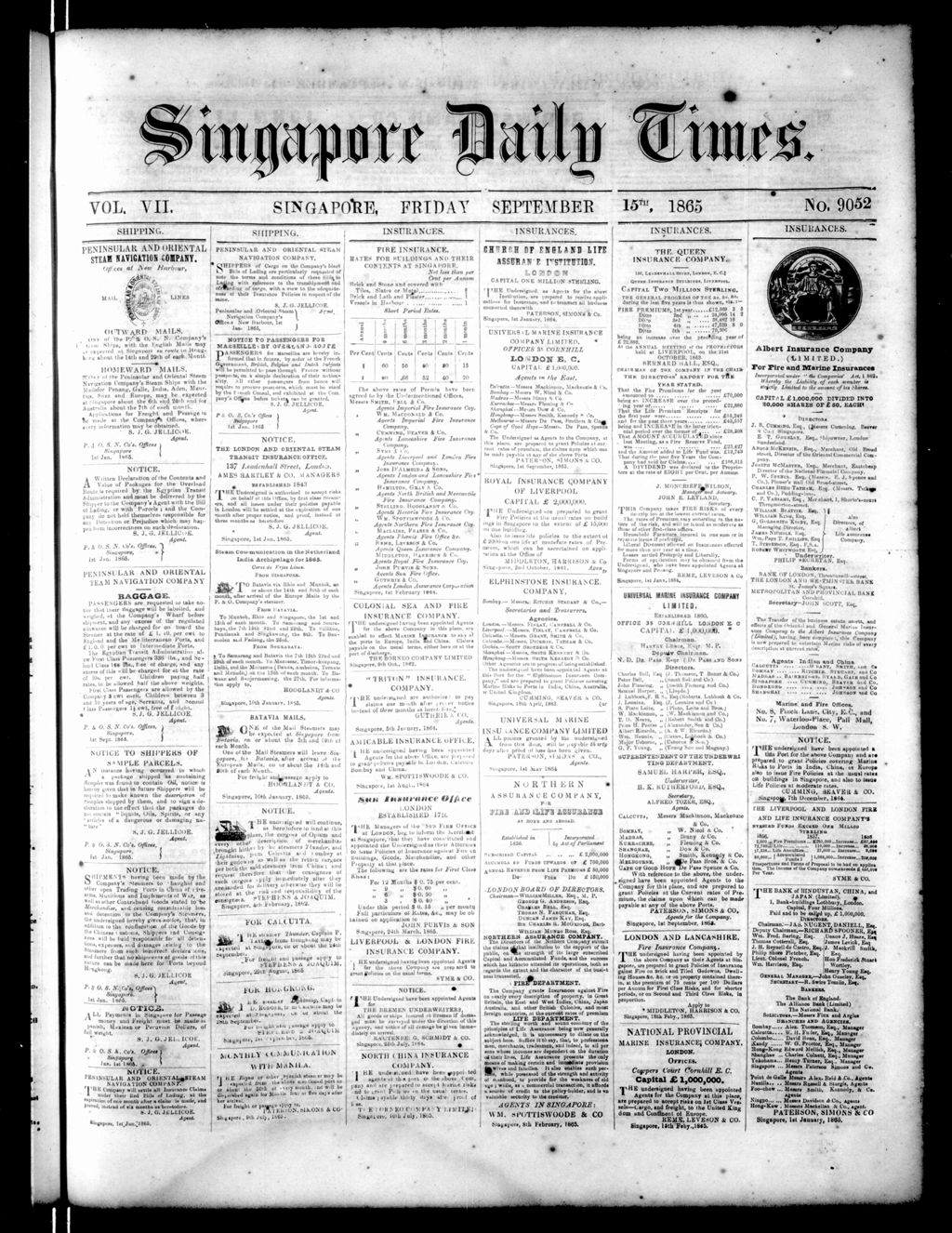 Miniature of Singapore Daily Times 15 September 1865