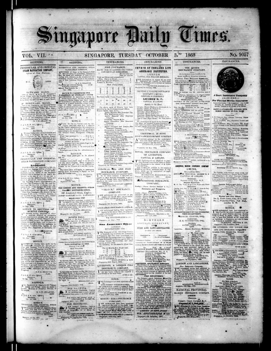 Miniature of Singapore Daily Times 03 October 1865