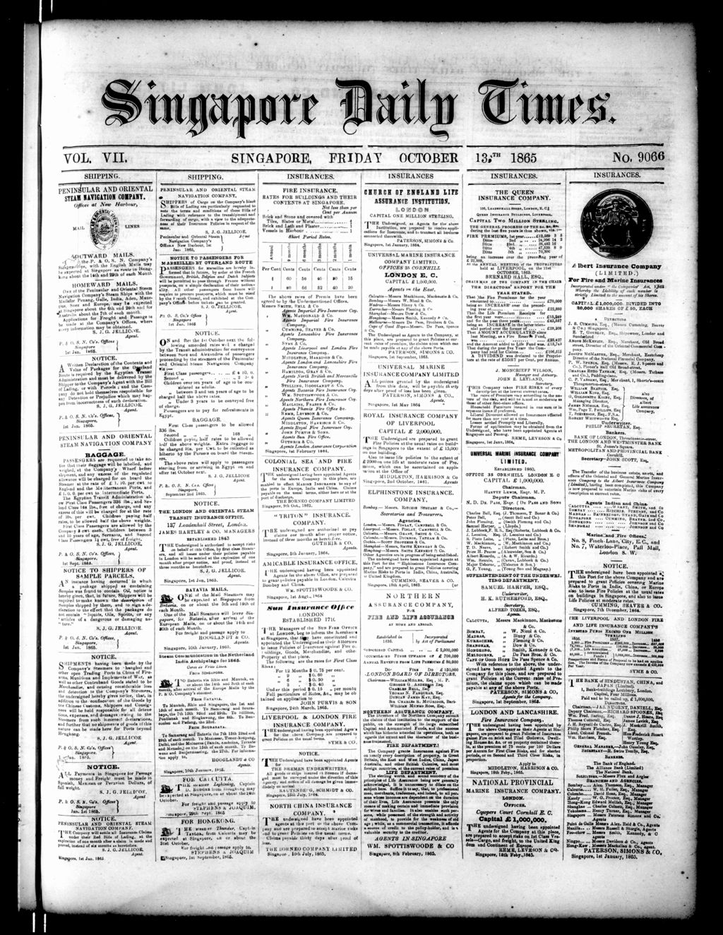 Miniature of Singapore Daily Times 13 October 1865