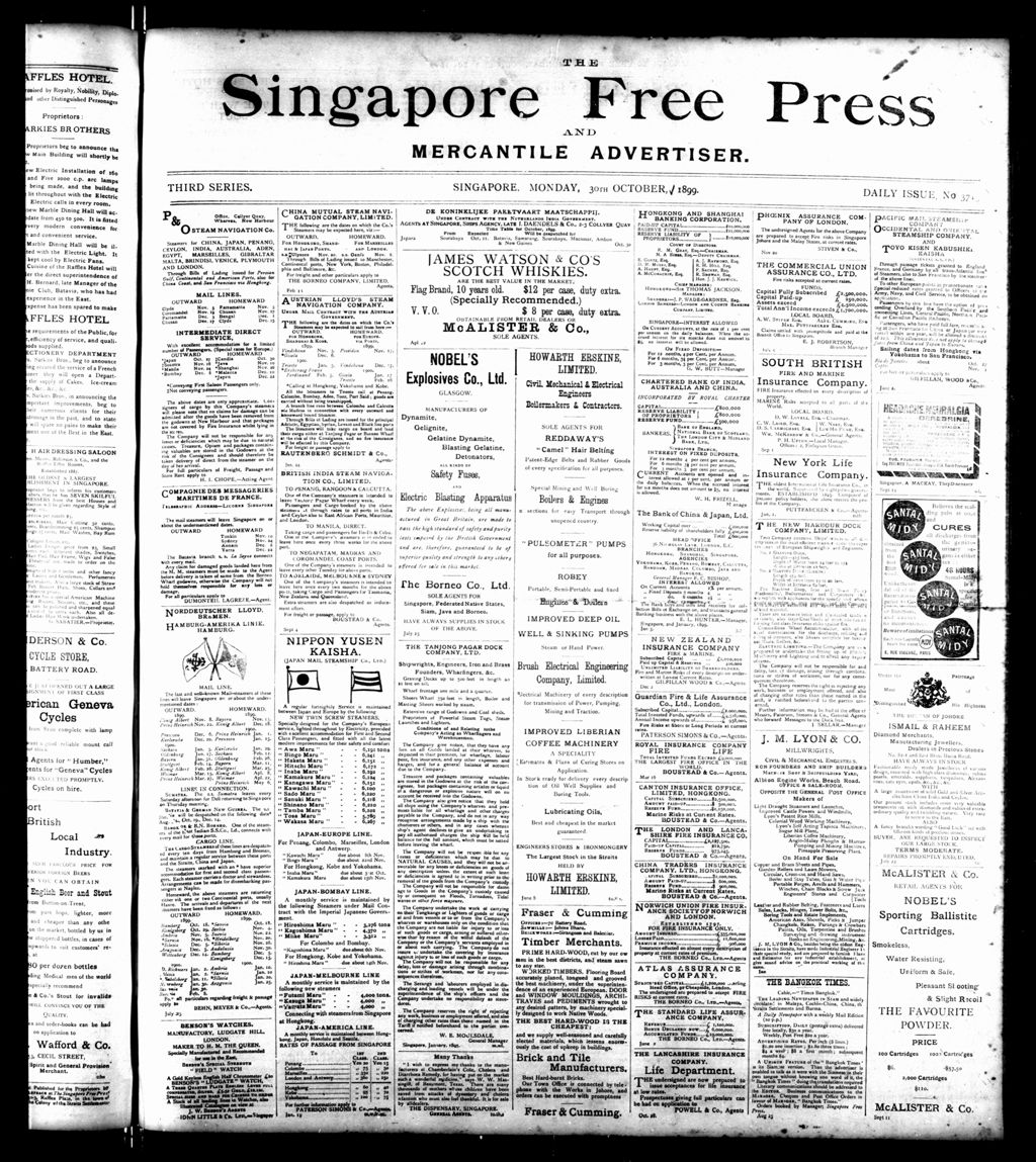 Miniature of Singapore Free Press and Mercantile Advertiser 30 October 1899