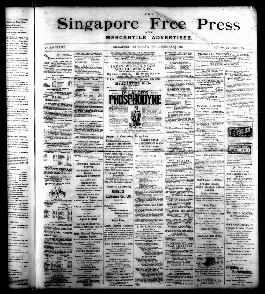 Miniature of Singapore Free Press and Mercantile Advertiser 30 December 1899