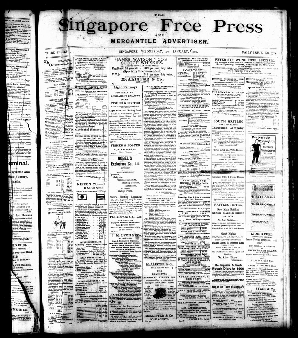 Miniature of Singapore Free Press and Mercantile Advertiser 03 January 1900