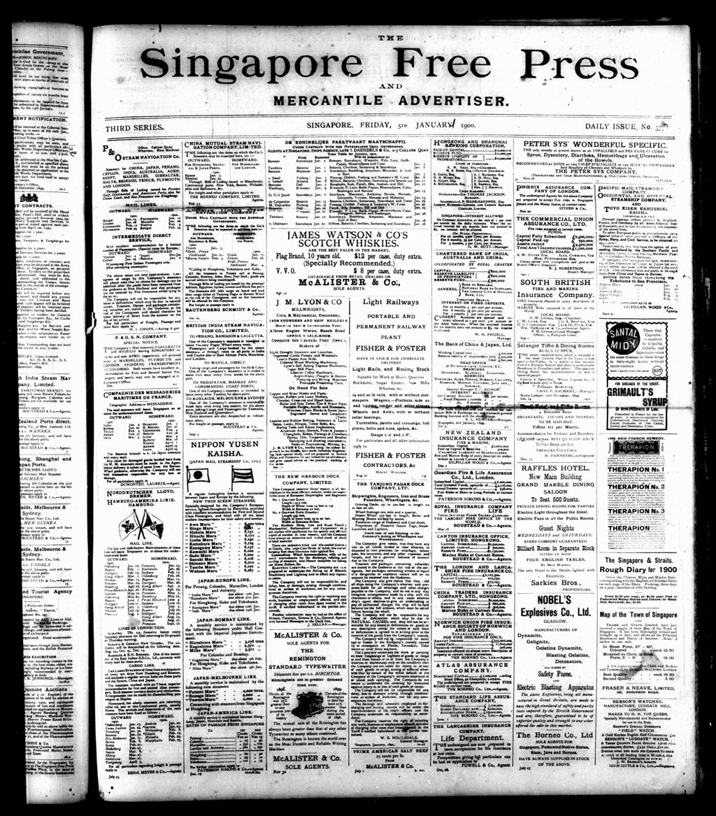 Miniature of Singapore Free Press and Mercantile Advertiser 05 January 1900