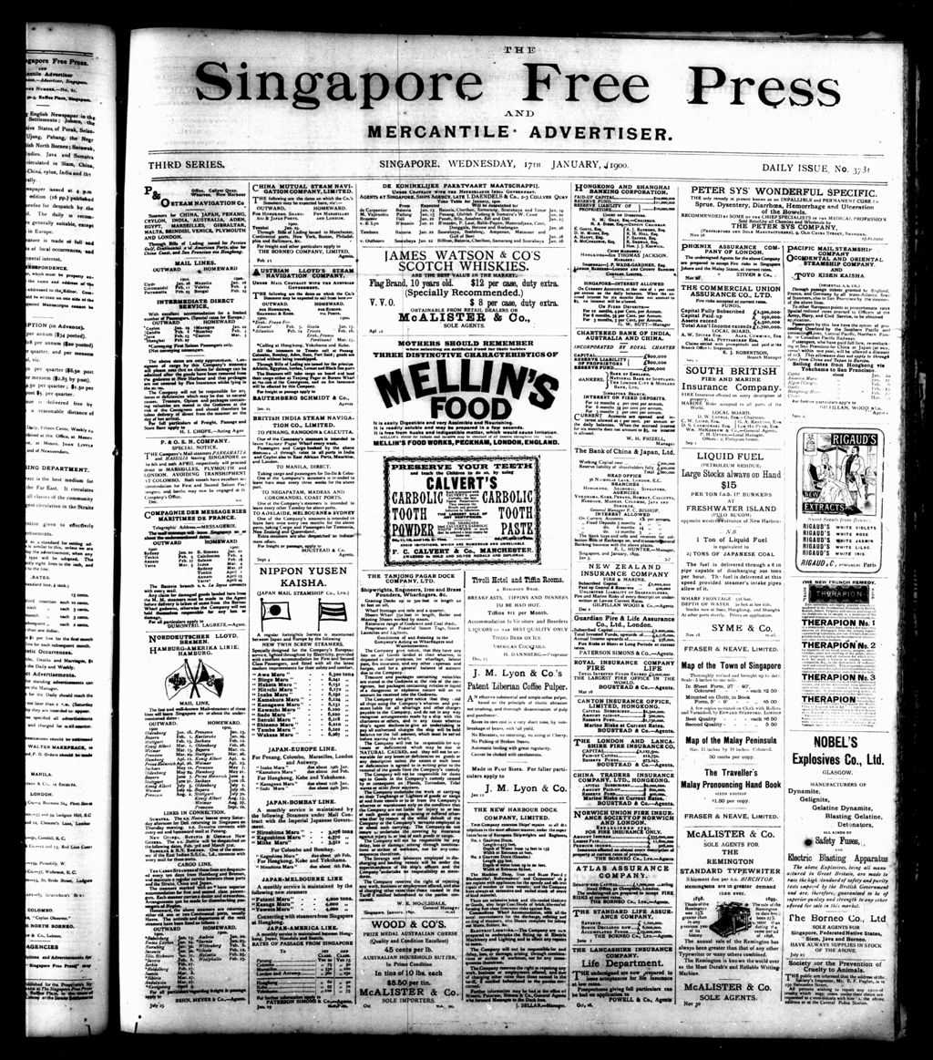 Miniature of Singapore Free Press and Mercantile Advertiser 17 January 1900