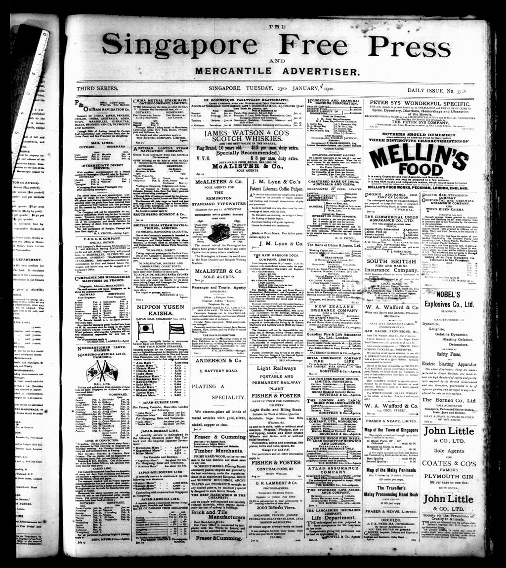 Miniature of Singapore Free Press and Mercantile Advertiser 23 January 1900