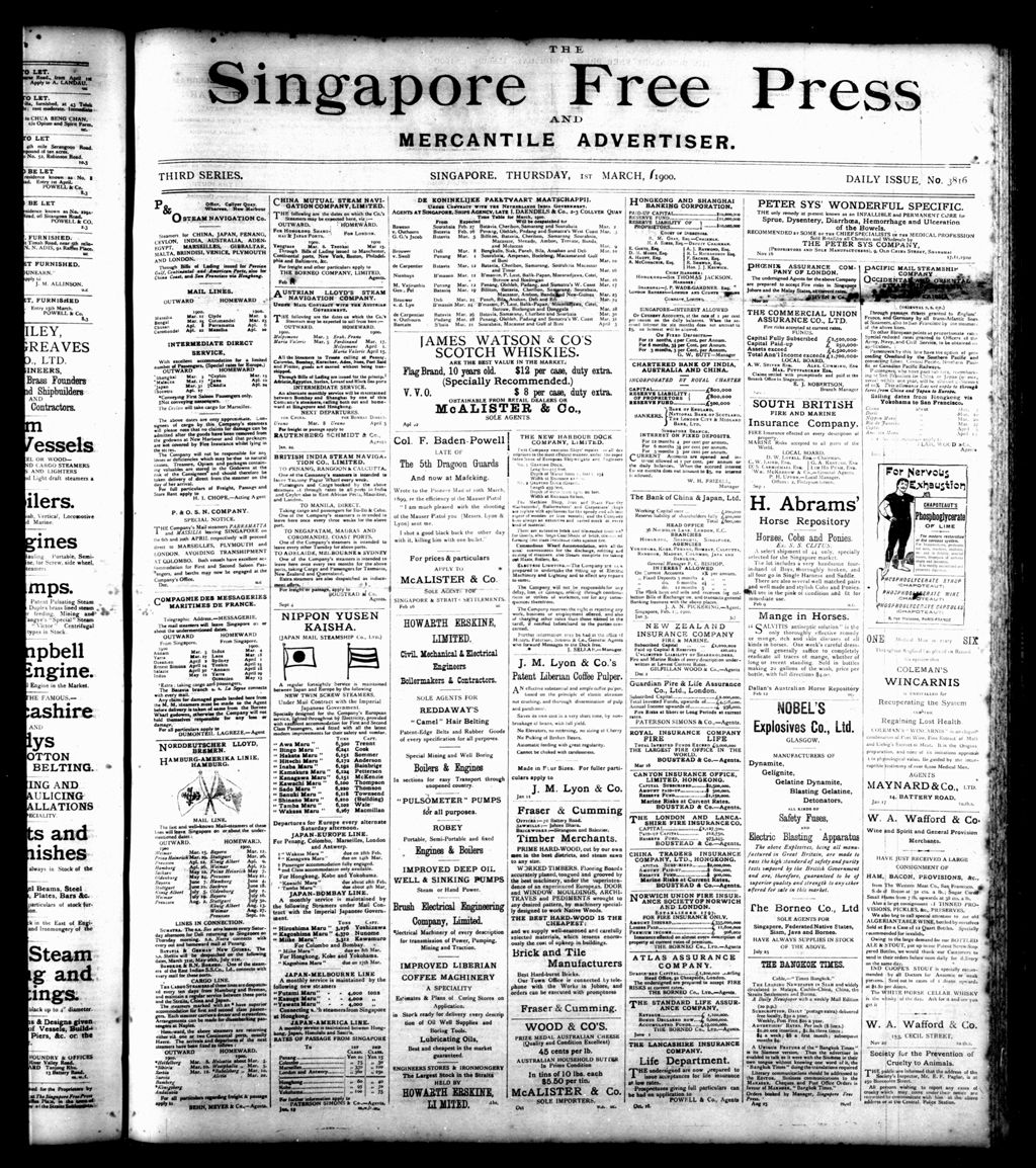 Miniature of Singapore Free Press and Mercantile Advertiser 01 March 1900