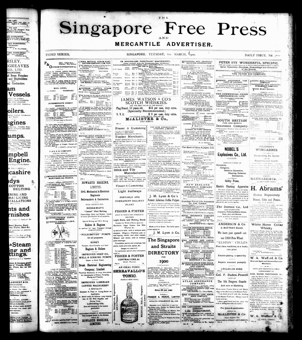 Miniature of Singapore Free Press and Mercantile Advertiser 06 March 1900