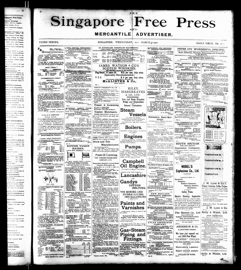 Miniature of Singapore Free Press and Mercantile Advertiser 21 March 1900