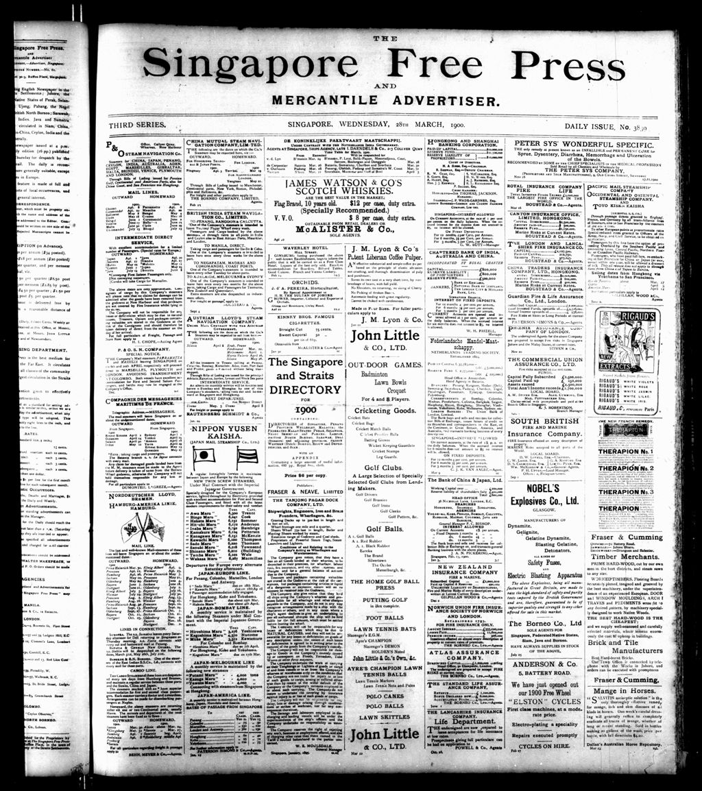 Miniature of Singapore Free Press and Mercantile Advertiser 28 March 1900