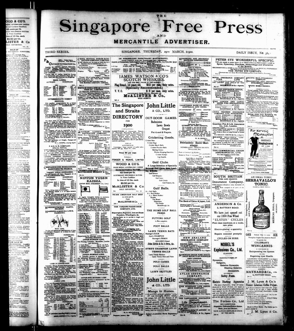 Miniature of Singapore Free Press and Mercantile Advertiser 29 March 1900