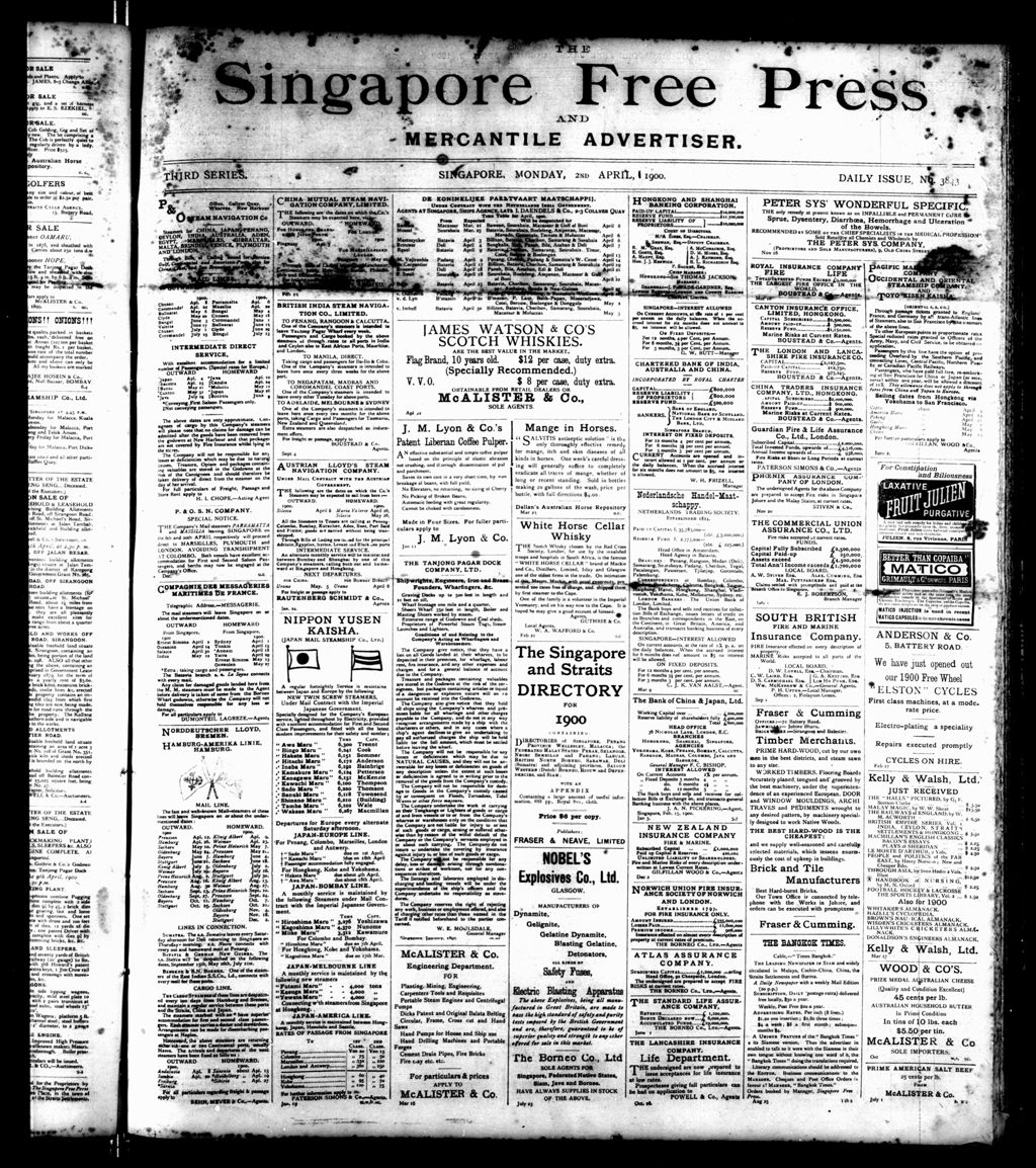 Miniature of Singapore Free Press and Mercantile Advertiser 02 April 1900