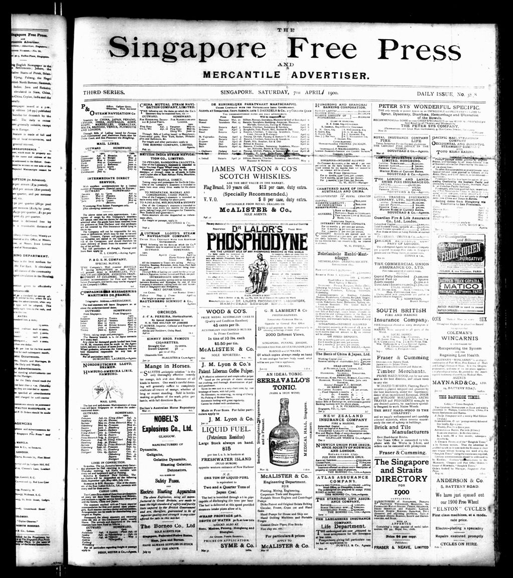 Miniature of Singapore Free Press and Mercantile Advertiser 07 April 1900