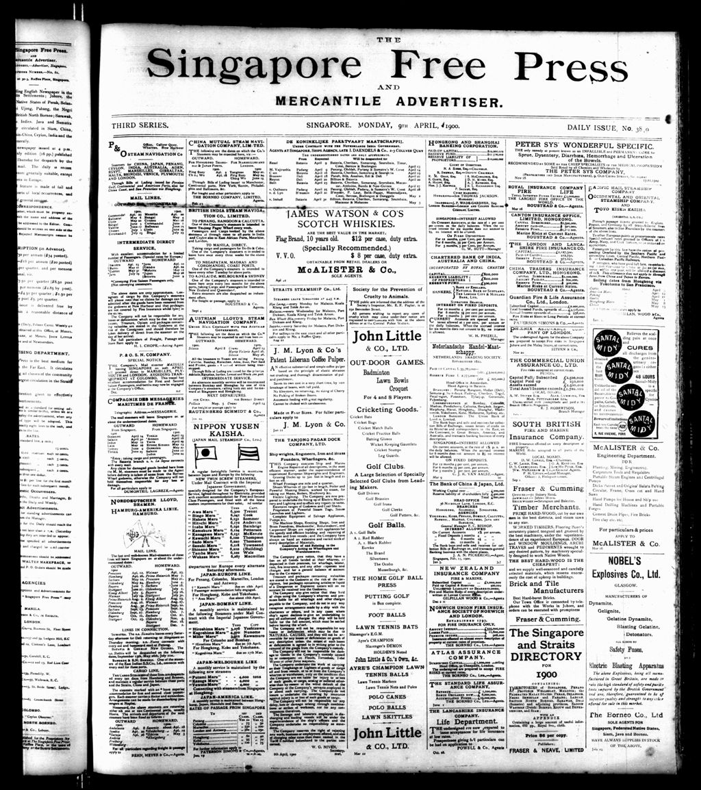 Miniature of Singapore Free Press and Mercantile Advertiser 09 April 1900