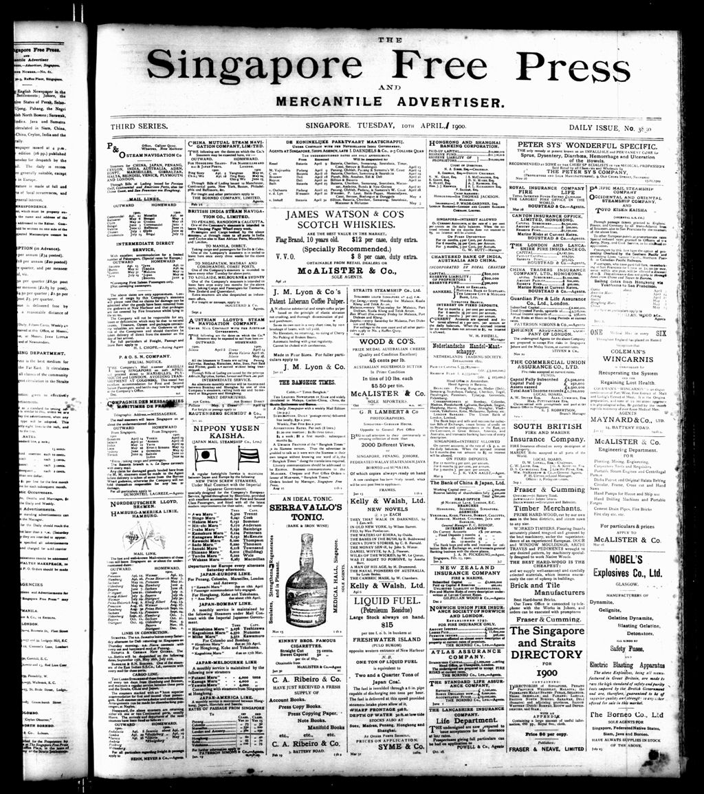 Miniature of Singapore Free Press and Mercantile Advertiser 10 April 1900