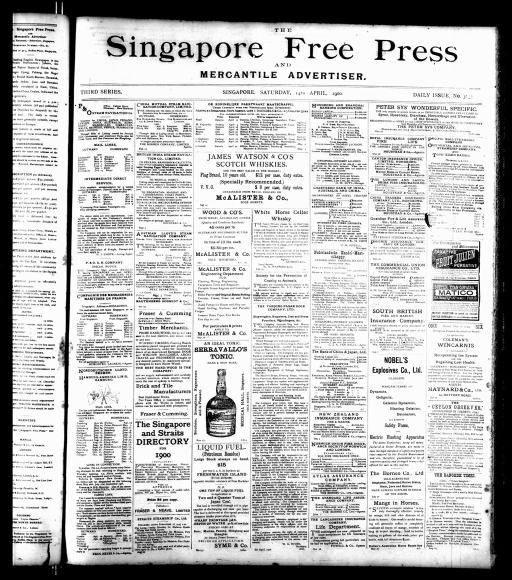 Miniature of Singapore Free Press and Mercantile Advertiser 14 April 1900