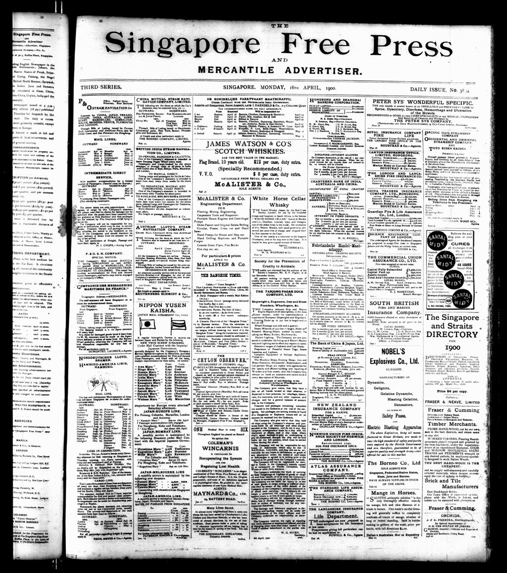 Miniature of Singapore Free Press and Mercantile Advertiser 16 April 1900