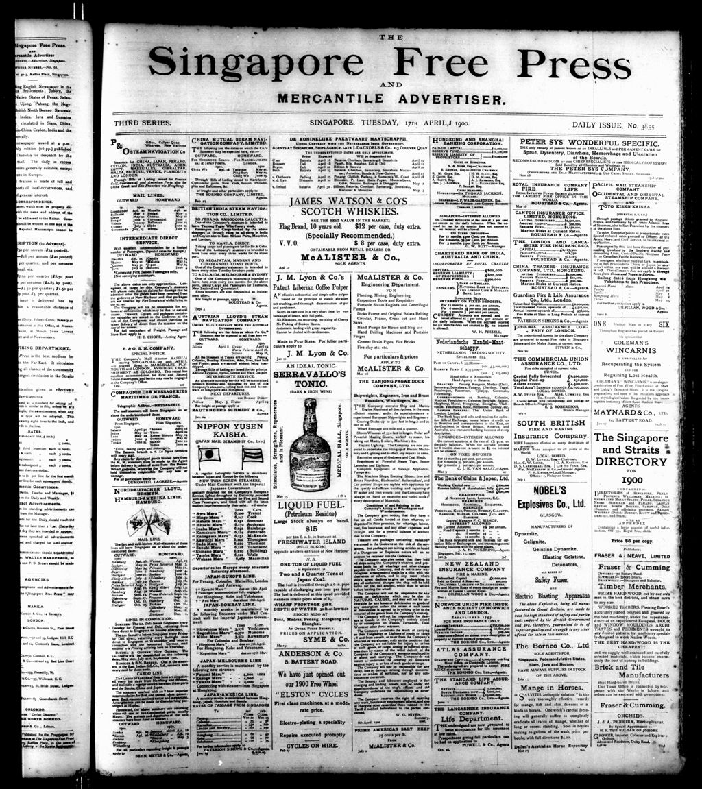 Miniature of Singapore Free Press and Mercantile Advertiser 17 April 1900