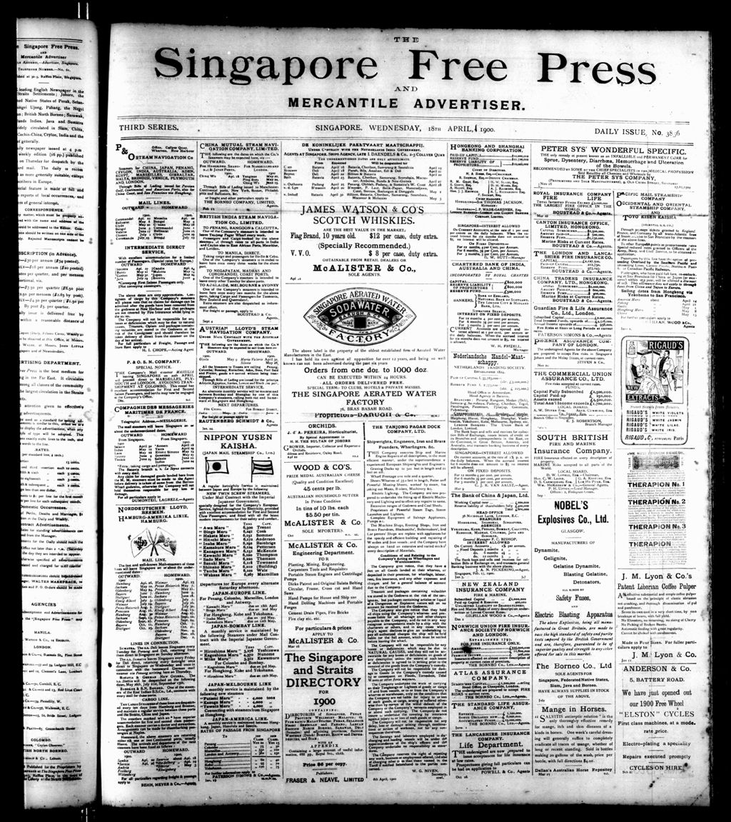 Miniature of Singapore Free Press and Mercantile Advertiser 18 April 1900